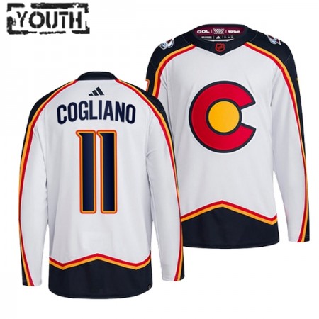 Børn NHL Colorado Avalanche Trøje Andrew Cogliano 11 Adidas 2022-23 Hvid Reverse Retro 2.0 Authentic